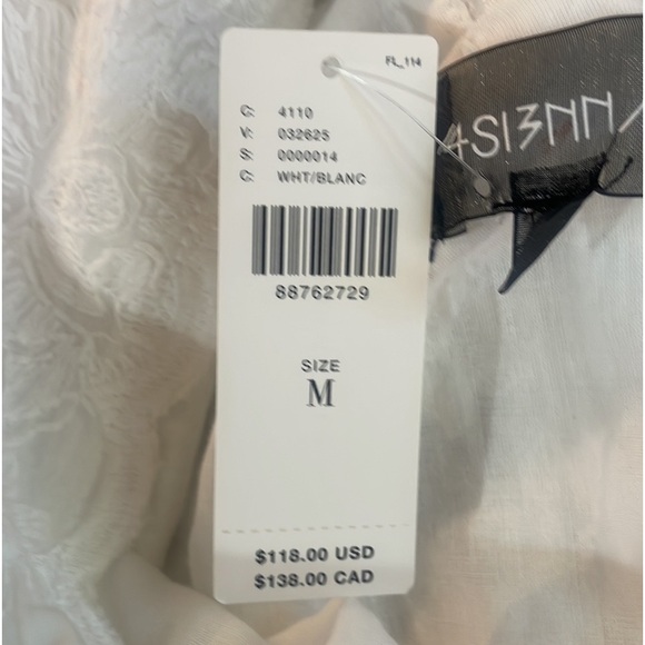 Anthropologie white floral stitched V neck flowy top, tie back, Medium,NWT - Picture 7 of 11